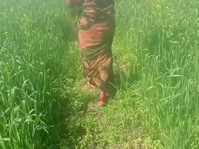 Country girl gets her big tits and ass stripped and fucked in a wheat field