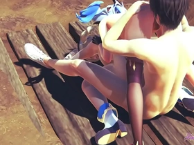 Three-way ecstasy with Ganyu and Barbara in Genshin Impact: Japanese-style anime game porn