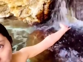 Bathing with a beautiful woman in natural hot springs of Japan