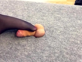 AnnyCandy's playful footjob and handjob session on the milking table