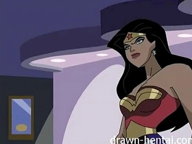 Cartoonish clash of Wonder Woman and Captain America in erotic anime